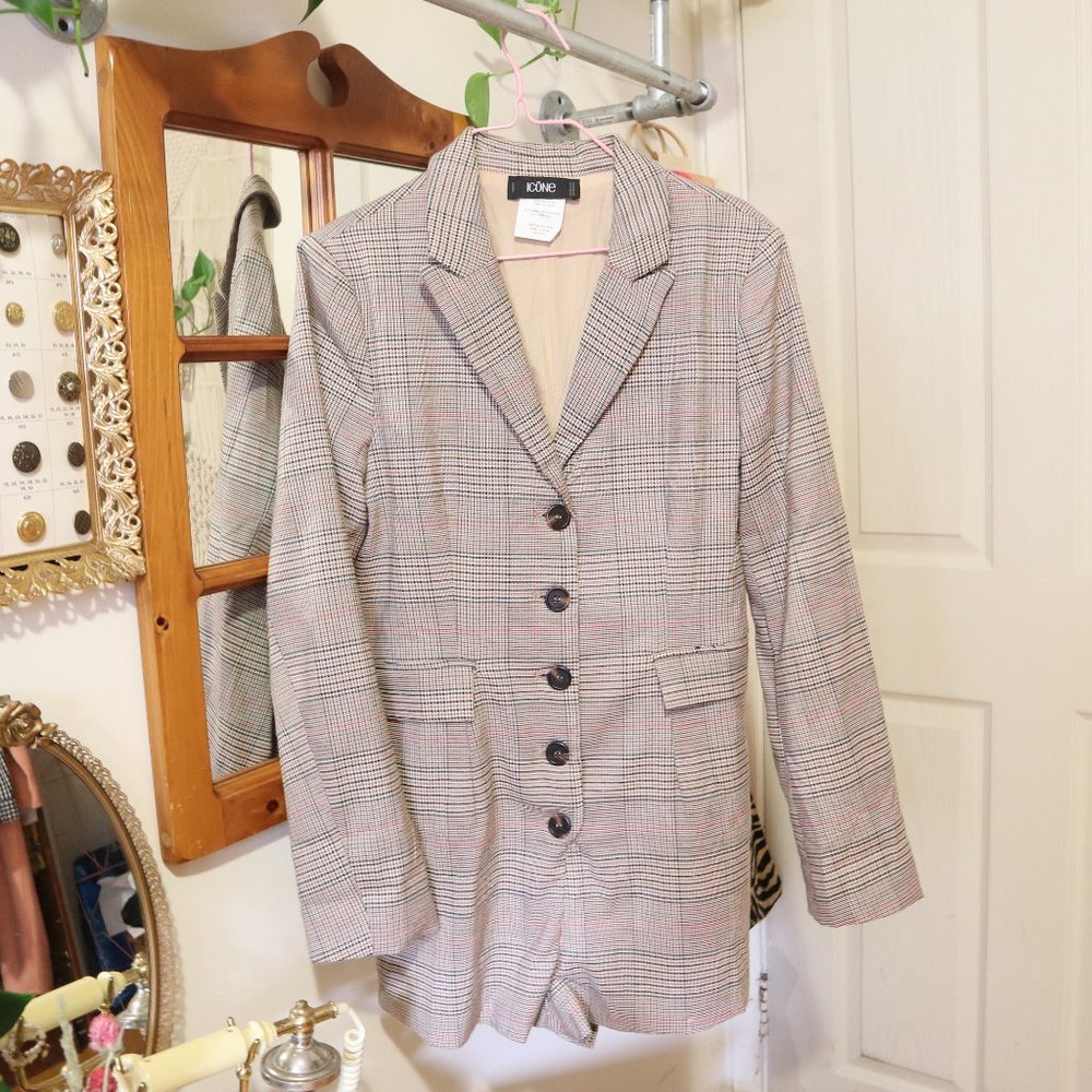 Plaid Blazer Romper MINI JUMPSUIT - XS/S EUC